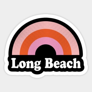 Long Beach, California - CA Retro Rainbow and Text Sticker